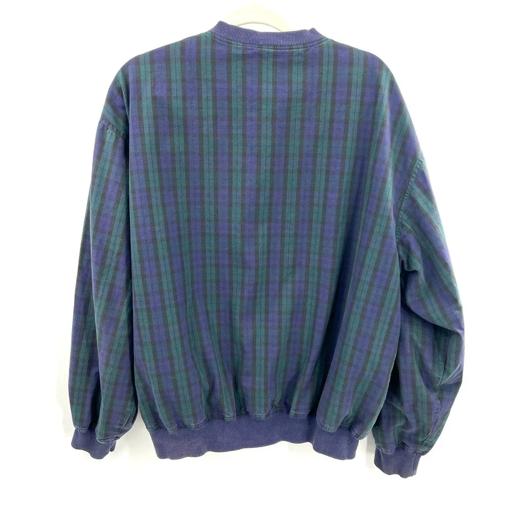 A.M.‎ Player vintage 90s plaid golf melrose v-neck ivy league blokecore blue L